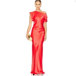 Amanda Uprichard One-Shoulder Red Gown